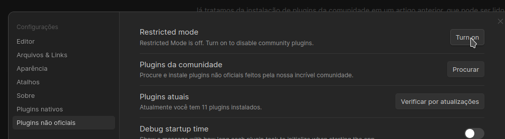 instalação de plugins