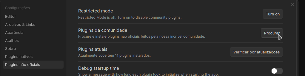 buscar plugins não oficiais