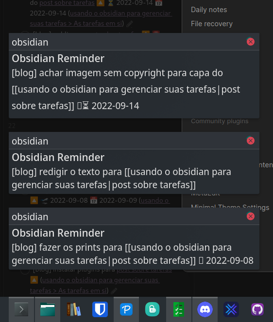 notificações do sistema operacional